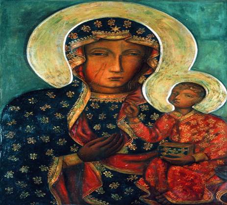 Opis: Czarna Madonna reprodukcja obrazu Matki Boskiej Częstochowskiej z ...